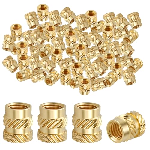 50 Stück M5 Heat Set Einsätze M5 Gewindeeinsatz für Kunststoffteile M 5 Heat Set Einsatz Messing Metrische Rändelmuttern Sortiment Kit für 3D-Druck (M 5 x L 8 x T 7) von loghohu