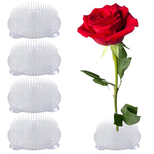 4 Stück Blumenigel,7 Cm Rund Steckigel Blumen,Transparent Kunststoff Ikebana Igel,Ikebana Vase Kenzan Ring mit 3 Saugnäpfen,Flower Frog für DIY Blumen Kunsthandwerk von loghohu