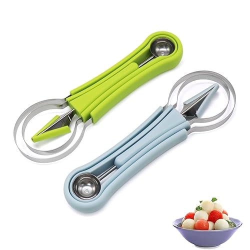 2 Stück Fruit Tool Set, 4 in 1 Fruit Spoon Cutter Set, Multifunctional Melon Cutter Stainless Steel, Fruit Cutter for DIY Fruit Salads 2 Stück Fruit Tool Set, 4 in 1 Fruit Spoon Cutter Set, Multifunctional Melon Cutter Stainless Steel, Fruit Cutter for DIY Fruit Salads von lohill