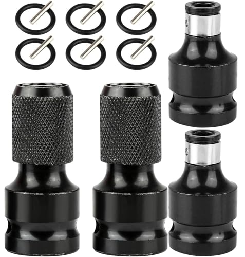 Lohill 4 stück Schlagschrauber Bit Adapter, Adapter 1/2 auf 1/4, Sechskantbuchse Teleskopbuchse Stecknuss Adapter mit 6 stück Schlagschrauber Zubehör für Schlagratschenschlüssel Bit-Halter von lohill