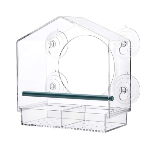 Lohill Transparentes Vogelhäuschen mit Saugnäpfen, Fensterfutterhaus, Vogelfutterspender Acryl Transparent Vogelhaus Vogelfutterstation Futterspender Futterkassette (BigPS) von lohill