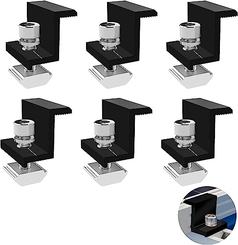 Mittelklemme 30mm Schwarz, 6 Stück Solar Panel Randklemme Halterungen, Solar Endklemme Verstellbare Solar Panel für PV Solar Module Befestigungen auf dem Dach von lohill