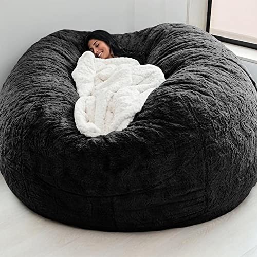 GDAFF Sitzsack, Bean Bag Cover,Sitzsack Erwachsene Flauschig Chair Riesen Sitzsack Bezug Ohne Füllung XXL Giant Sofa (No Filling) Plüsch Gaming Extra Groß Lazy Bag, Schwarz, 6ft(150*75cm) von loktch