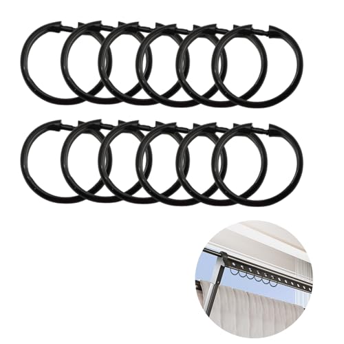 12Stück Kunststoff Vorhangringe Duschvorhang Ringe Gross 50mm Duschvorhangringe Schwarz Duschvorhang Haken Ringe für Duschvorhang in O-Form Verdickte Gardinenringe zum Öffnen Duschringe für Badezimmer von lokxmve