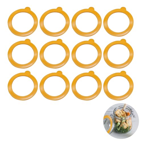 12 Stück Silikon Ersatz Dichtungen Dichtringe für Einweckgläser Gummiringe für Weckgläser Silikon Glasdichtungen Orange Einmachgummiringe Ersatz Einmachringe für Einmachgläser Deckel Weckgläser von lokxmve