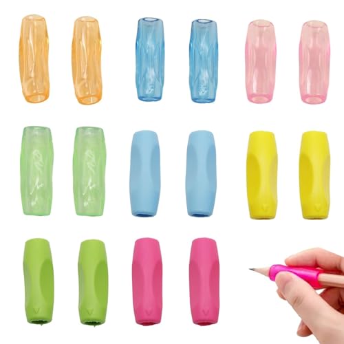 16 Stück Schreibhilfe für Stift Kinder Stifthalter Kinder Hilfe Silikon Grips Stiftehalter Bleistift Griffe Silikon Schreibhilfe Stifthaltung Kinder Hilfsmittel Ergonomische Schreibhilfe für Kinder von lokxmve