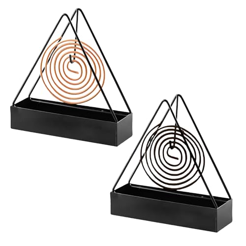2 Stück Mückenspirale Halter Metall Räucherspiralen Halter Dreieckige Mückenspiralenhalter Schwarz Mückenspirale Behälter Spiral Moskito Spulenhalter Mosquito Coil Holder für Drinnen und Draußen von lokxmve