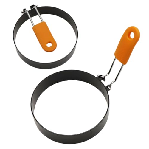 2Stück Spiegeleiform Runde Omelettform Eierform Spiegeleierformen für Die Pfanne Spiegeleier Form mit Klappgriffen Antihaft-Eierringe aus Edelstahl Pfannkuchen Form für Frühstück Sandwiches Hackbraten 2Stück Spiegeleiform Runde Omelettform Eierform Spiegeleierformen für Die Pfanne Spiegeleier Form mit Klappgriffen Antihaft-Eierringe aus Edelstahl Pfannkuchen Form für Frühstück Sandwiches Hackbraten von lokxmve