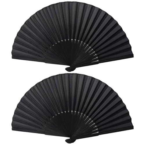 2Stück Faltbare Fächer Schwarz Faltfächer Handfächer Schwarz Taschenfächer Fecher Sommer Chinesische Fächer Folding Hand Fan Faltventilator Chinesischer Tuch Stoff Fan für Tanz HochzeitParty Wand Deko 2Stück Faltbare Fächer Schwarz Faltfächer Handfächer Schwarz Taschenfächer Fecher Sommer Chinesische Fächer Folding Hand Fan Faltventilator Chinesischer Tuch Stoff Fan für Tanz HochzeitParty Wand Deko von lokxmve