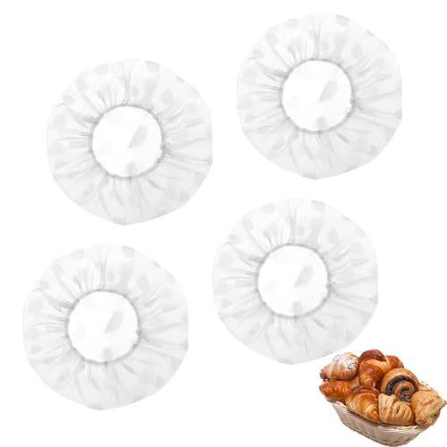 4 Stück Abdeckhauben für Lebensmittel Wiederverwendbar Abdeckhaube Gärkorb Gärfolie Teig zum Abdecken Gärfolie Brot Backen Zubehör Rund Gärhaube mit Gummizug Sourdough Abdeckung Frischhaltehauben von lokxmve