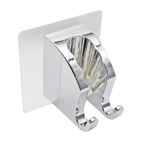 Duschkopfhalterung Ohne Bohren Duschbrause Halterung,Verstellbarer Handbrause Halterung Kleber Halterung Duschkopf Wasserdichter Brausehalterung,Chrom Duschkopfhalterung für die Wand, Badezimmer von lokxmve