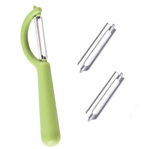 Sparschäler für Tupper mit 2 Ersatzklingen,P-Schäler Set,Edelstahl 17cm Kartoffelschäler Einschneidig,Spargelschäler,Gemüseschäler,Universalschäler für Tupperware Schäler,Pendelschäler für Obst Gemüse von lokxmve