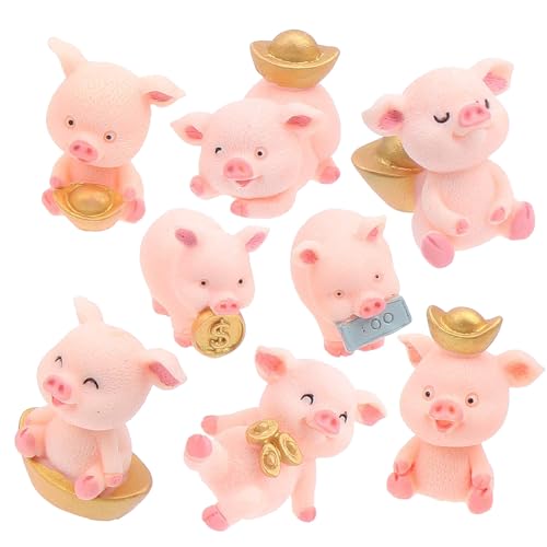 lomdung 8 Stück Glücksschweine, Glücksschweinchen Mini Figuren, Glücksbringer Schwein, Schwein Deko für DIY Handwerk, Glücksbringer Neujahr Glücksschwein, für Viel Glück Neujahr Silvester Geschenk von lomdung
