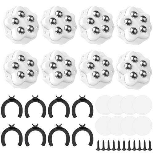 lomdung 8 Stück Kugelrollen für Möbel, Rollen mit je 5 Kugeln, Schwerlast 360 Grad Drehbar Selbstklebendes, Möbelrollen Flach, für Möbel Küchenutensilien Aufbewahrungsboxen von lomdung