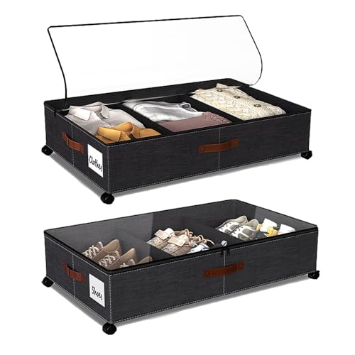 lomonmen 2 Stück Unterbett Aufbewahrungsbox mit Rollen,Aufbewahrungsbox mit Rollen 360° Drehung und Deckel,Unterbettkommode mit Rollen Metall,Unterbett-Aufbewahrungstasche Kleideraufbewahrung lomonmen 2 Stück Unterbett Aufbewahrungsbox mit Rollen,Aufbewahrungsbox mit Rollen 360° Drehung und Deckel,Unterbettkommode mit Rollen Metall,Unterbett-Aufbewahrungstasche Kleideraufbewahrung von lomonmen