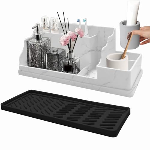 lomonmen Badezimmer Organizer,Zahnbürstenhalter mit 7 Fächer,Halter Elektrische Zahnbürste Silikon,Multifunktional Aufbewahrung Badezimmer,Badaccessoires für Bad Büro von lomonmen