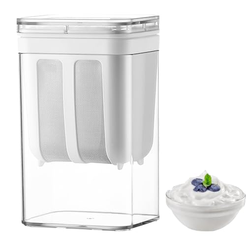 lomonmen Feine Filtersiebe Joghurt Sieb mit Deckel,Wiederverwendbarer Joghurt Molke Separator,1800ML Griechischer Joghurt Sieb für Herstellung dicker griechischer Joghurt Sojabohnenmilch (Weiß 1800ml) von lomonmen