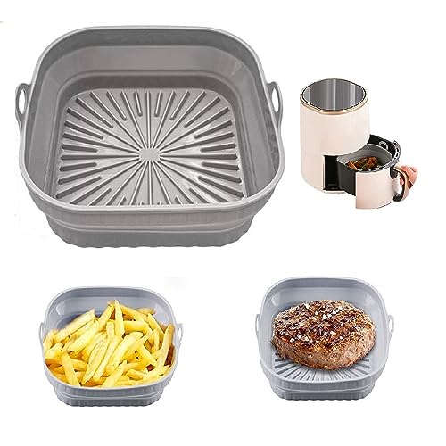 lomonmen Heißluftfritteuse Silikonform,Faltbare Air Fryer Silicone Pot,für Air Fryer, Mikrowelle, Ofen (Quadratisch) von lomonmen