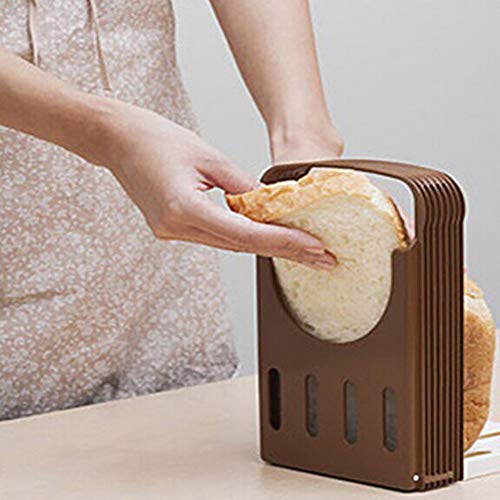 lonelymen Mini Bread Slicer Guide, Brotschneidemaschine Faltbar Verstellbar, Für Hausgemachte Oder Gekaufte Brotkuchen Und Brote,Brown von lonelymen