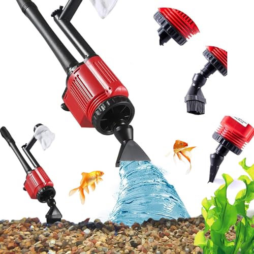 Elektrisch Aquarium Mulmsauger Reiniger Sand Kies, longziming 6 in 1 Fischbehälter Staubsauger Kiesreiniger Siphon für Aquarien Wasserwechsel/Filter/Schmutzreinigung+Sandreiniger+ Fischtrümmerreiniger von longziming