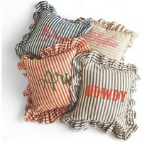 Personalisierter Gestreifter Kissenbezug Mit Rüschenkanten, Kissen Individuellem Namen/Slogan von loopconceptstore