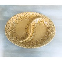 Herbstlaub Keramik Geteilte Platte/Belmar Of California Ival Servierplatte von looseendsvintage