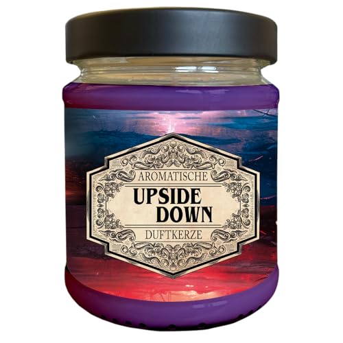 Fantasy Nerd Duftkerze | Upside Down | mit verstecktem D20-Wuerfel | Handgemacht in Deutschland | 240ml | ca. 40 Stunden Brenndauer | Geburtstagsgeschenk | Geschenkidee von lootchest