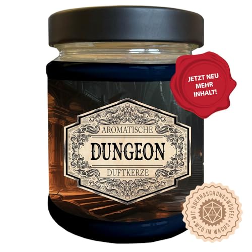 Rollenspiel Duftkerze Dungeon mit verstecktem D20-Würfel - Handgemacht in Deutschland, (Neue Größe) 240ml, ca. 40 Stunden Brenndauer von lootchest