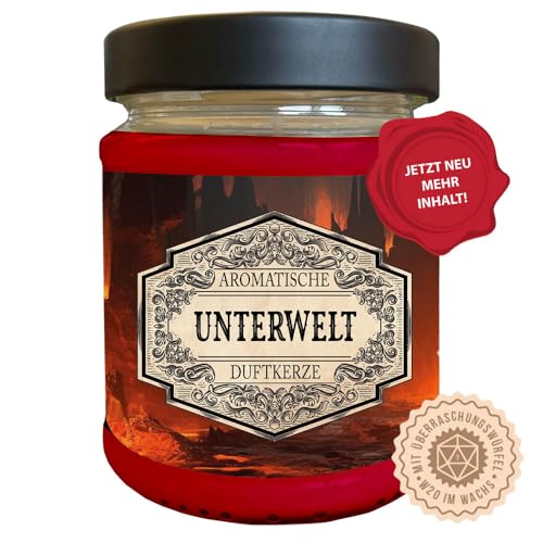 Rollenspiel Duftkerze Unterwelt mit verstecktem D20-Würfel - Handgemacht in Deutschland, (Neue Größe) 240ml, ca. 40 Stunden Brenndauer… von lootchest
