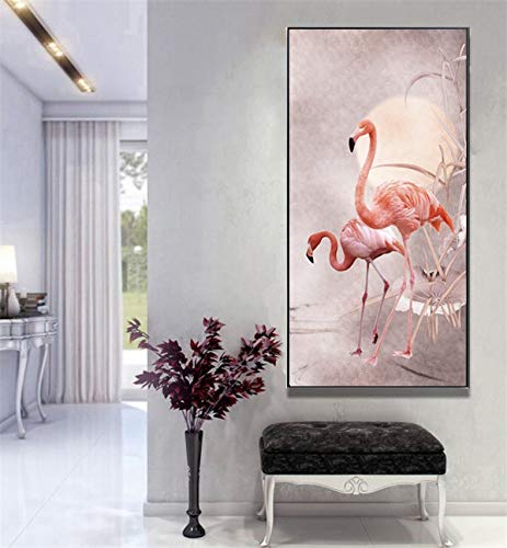 5D DIY Diamantmalerei Flamingo Große Größe Vollbohrer Full Kits Diamant Malerei Crystal Strass Stickerei Selbstmachen Malen nach Zahlen Set Diamond Painting Wanddekoration Rundbohrer 40x120cm H5044 von looui