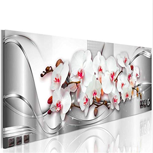 Diamond Painting Set Voll Drill Strass 5D Große Diamant Malerei Rote Weiße Orchidee Kristall Stickerei Kreuzstich Mosaik Diamantbild für Home Wanddekoration Kunsthandwerks Rundbohrer 40x120cm H4519 von looui