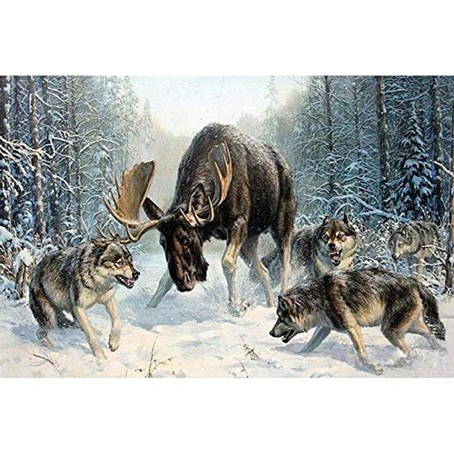 Große Diamant Gemälde Full Drill Wolf Und Schaf 5D Diamant Malerei Set Crystal Strass Stickerei Kreuzstich Diamond Painting Büro Living Room Schlafzimmer Küche Wall Dekor Vierkantbohrer 60x120cm H4868 von looui