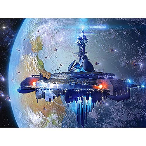 looui 5D Diamant Malerei Kits Große Full Bohrer DIY Diamond Painting Raumschiff Strass Kristall Handwerk Kunst Stickerei Kreuzstich Bilder Leinwand für Home Wand Decor Rundbohrer 80x160cm H16176 von looui
