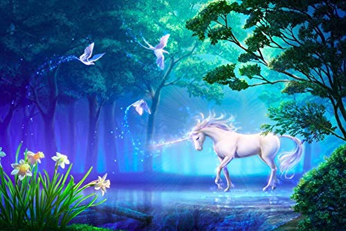 looui Voll Bohren Diamant Malerei 5D DIY Set Wald Einhorn Crystal Strass Stickerei Kreuzstich Stickerei Große Diamond Painting Zuhause Wand Deko Vierkantbohrer 60x120cm H17381 von looui