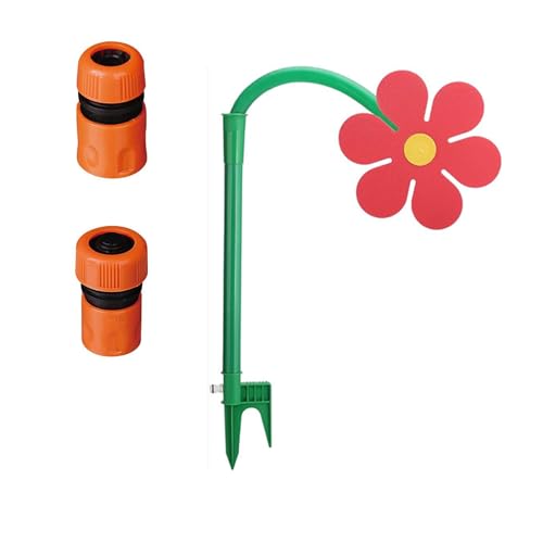 lopituwe Crazy Daisy Sprinkler, 360° drehbarer Sprinkler, lustig und geeignet für die Rasen und Hofbewässerung sowie als Haustierspiel, Rot, +Adapter von lopituwe