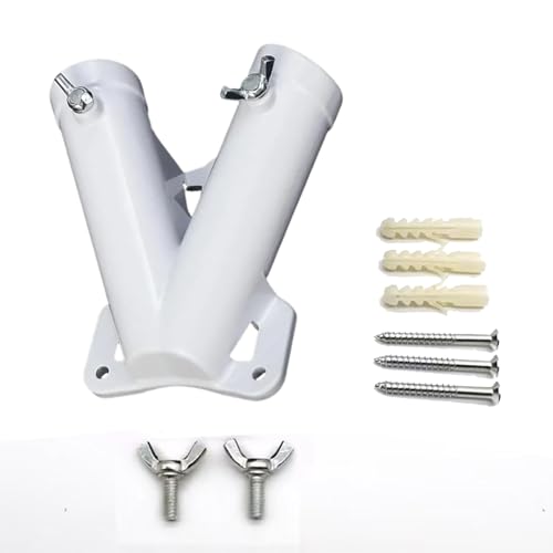 lopituwe Outdoor Heavy Duty Installation mit Doppel Mund Fahnenmast Halterung Rostfreiem Aluminium Material Robust und Fahnenmast, Weiß von lopituwe