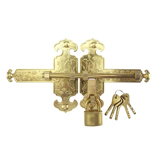 lopituwe Vintage Gartentor Fledermaus Muster Türriegel Eingangsbereich Kupfer Rustikaler Bauernhaus Sicherheitsriegel für Holz Messing Tür, 32 cm Lotus von lopituwe