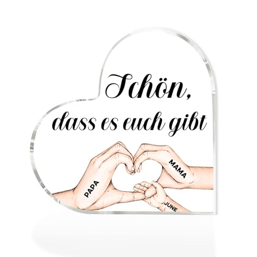 Muttertagsgeschenk Personalisiert, Geschenk für Mama, Liebe Acryl Dekoschild mit Familienname, 3-7 Personen, Personalisierte Geschenke Frauen (3 Namen) von lorajewel