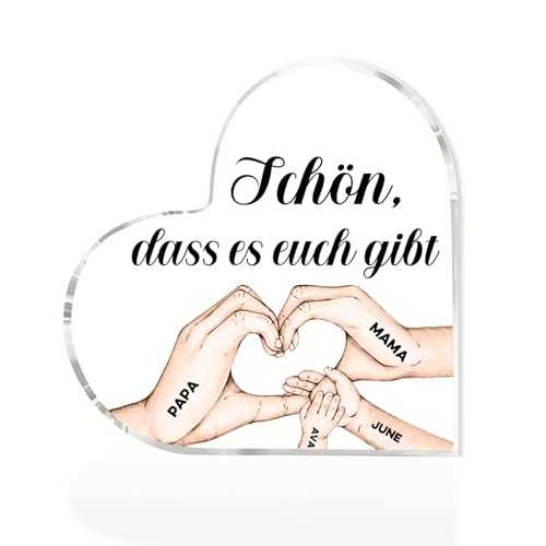 Muttertagsgeschenk Personalisiert, Geschenk für Mama, Liebe Acryl Dekoschild mit Familienname, 3-7 Personen, Personalisierte Geschenke Frauen (4 Namen) von lorajewel