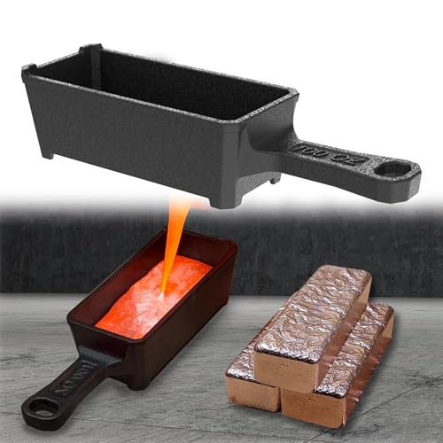 lormuzi 100 oz Gusseisen Barrenform mit Griff – Gussform für Schmelzen und Gießen von Edelmetallen wie Gold, Silber, Kupfer, Aluminium, Messing von lormuzi