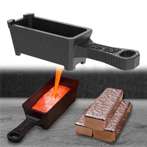 lormuzi 50 oz Gusseisen Barrenform mit Griff – Gussform für Schmelzen und Gießen von Edelmetallen wie Gold, Silber, Kupfer, Aluminium, Messing von lormuzi