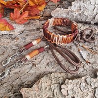 Leinen Set Für Hunde, Tauleine Mit Biothane/ Paracord Halsband, Braun, Personalisiert, Namensanhänger von lottilouDesign