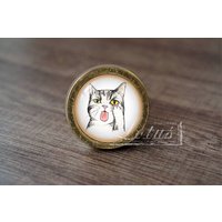 Cat-Glass Cabochon Bronze Möbelknäufe/Möbelgriffe Knäufe von lotusdardware
