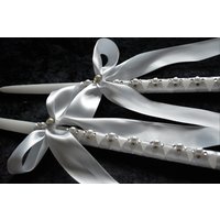 Griechisch Orthodoxe Taufkerzen - Griechenland Hochzeitskerze Weiße Perle Und Klare Strasslammade Griechisch Orthodoxe Taufkerzen - Griechenland Hochzeitskerze Weiße Perle Und Klare Strasslammade von lotusflowerdesigns