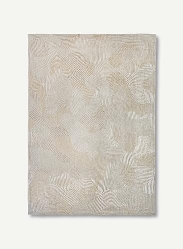 louis de poortere Coral Design – Meditation STRUKTURIERTER Teppich – Hergestellt in Belgien – Handgefertigt – Natürliche Rutschfestigkeit – 100% Polyester – Shell Beige – 80 x 150 cm von louis de poortere