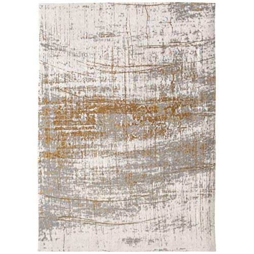 Louis de Poortere Griff Design – MAD Men MODERNER Teppich – Hergestellt in Belgien – Handveredelt – Natürliche Rutschfestigkeit – 85% Baumwolle – 15% Polyester – Columbus Gold – 170 x 240 cm von Louis de Poortere