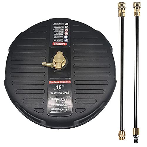 15 Zoll Hochdruckreiniger 3600PSI Oberflächenreiniger mit 2 Verlängerungsstabbefestigung, Flächenreiniger Universal Rotationsbürste Terrassenreiniger Power Washer-Zubehör von lousriyy
