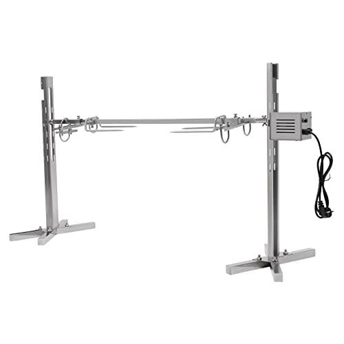 30kg Elektrisch Grillspieß mit 2 Fleischnadeln, BBQ Spanferkelgrill Lammgrill Edelstahl Grill Drehspieß, 72cm BBQ Spieß Spanferkelgrill Spiessdreher mit Motor von lousriyy