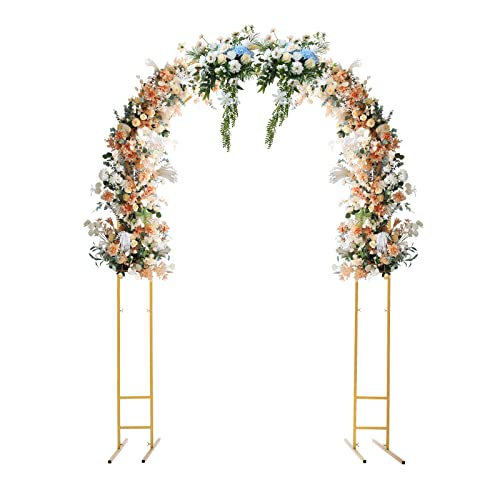 Ballonbogen Metall Hochzeitsbogen 220cm Hoch Rosenbögen Girlande Bogenförmiger Gebogene Bogen Kulissenständer, Deko Rahmen Traubogen Hintergrund Ständer für Party Events (Gold) von lousriyy