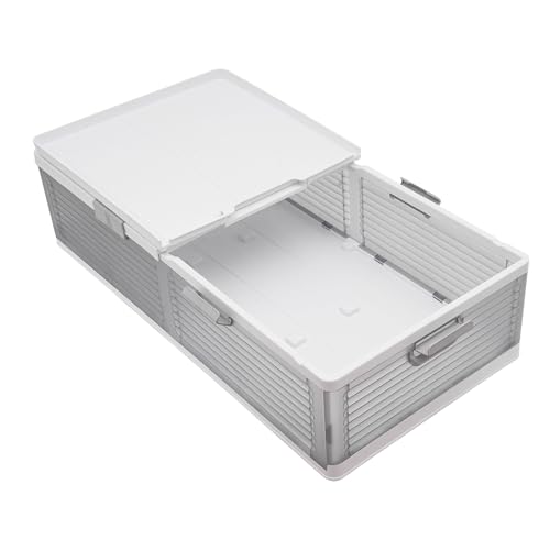 Kunststoff Unterbettkommode 101*51,5*24cm Groß Unterbett Aufbewahrung Box mit Deckel, Unterbettbox Organizer Unterbettkommoden Unterbett Aufbewahrungsbox für Bettdecken Kleidung (Transparent) von lousriyy